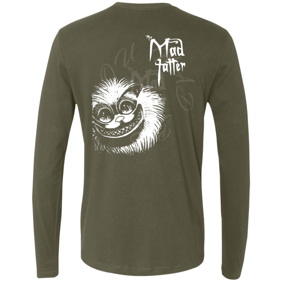 Mad Mural Cat Men's Premium Long Sleeve Shirt - White Logo